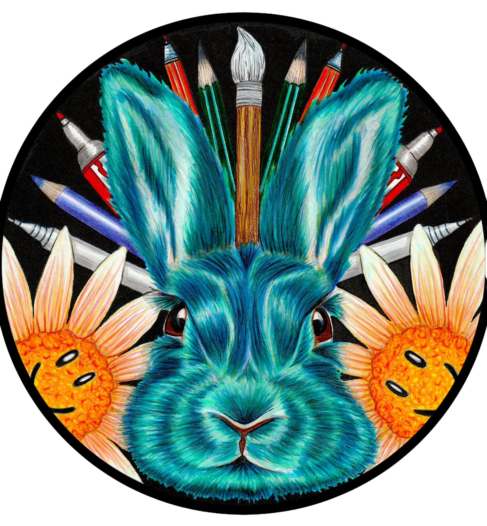 UNEARTHED LOGO - an analogue drawing featuring the mythical representation of the Acid Bunny (the artist behind UNEARTHED)